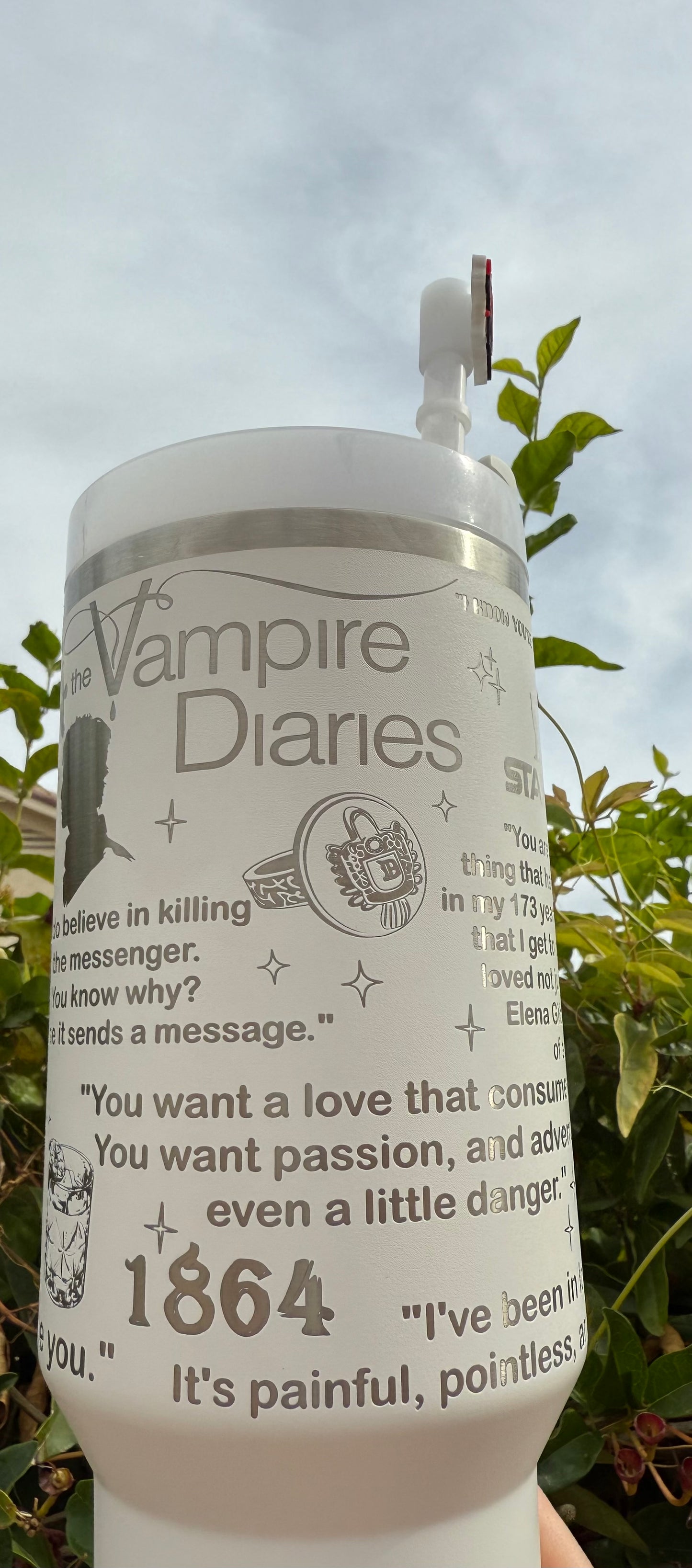 Damon Salvatore Laser Engraved 40oz Tumbler || Stanley || TVD