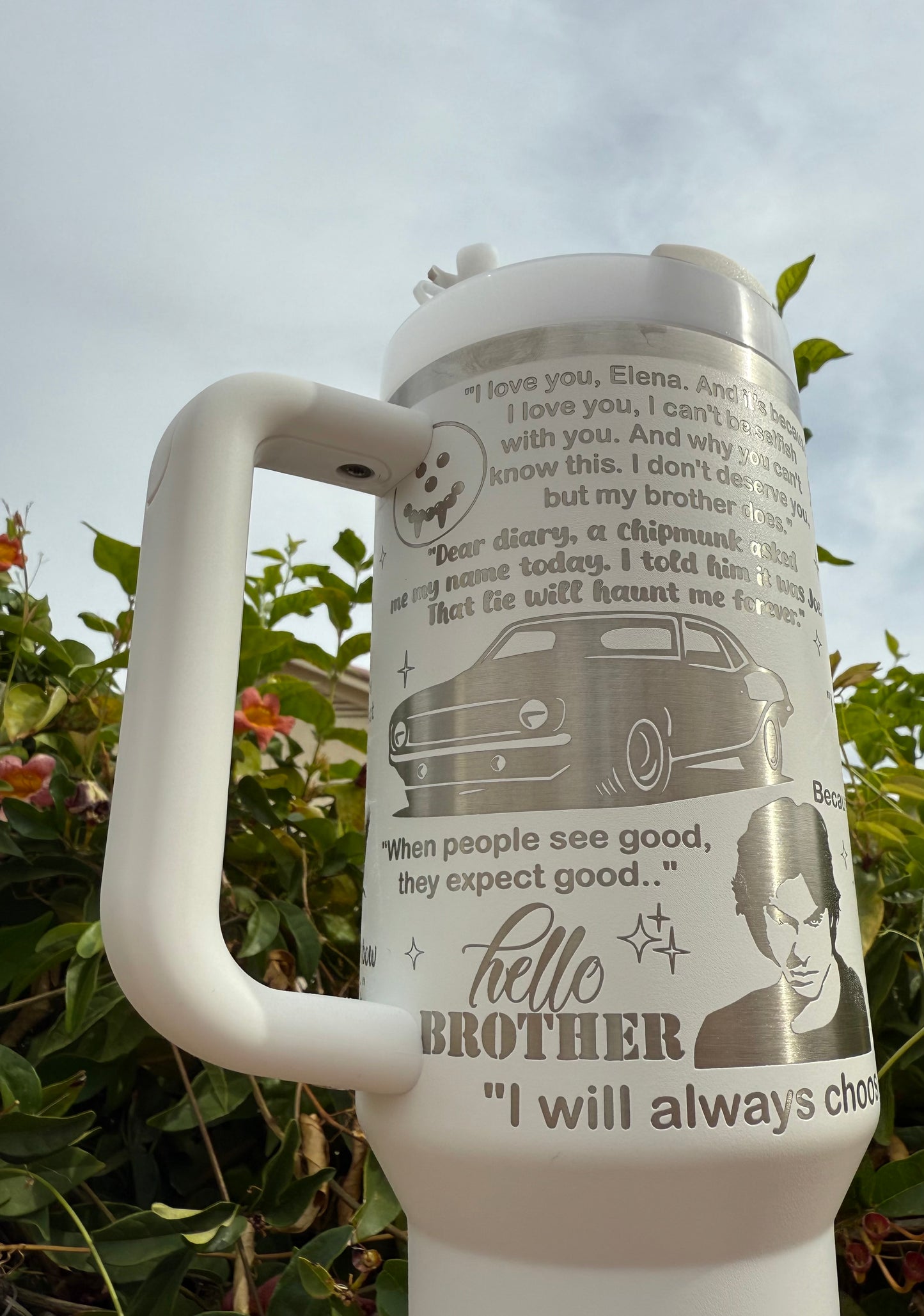 Damon Salvatore Laser Engraved 40oz Tumbler || Stanley || TVD