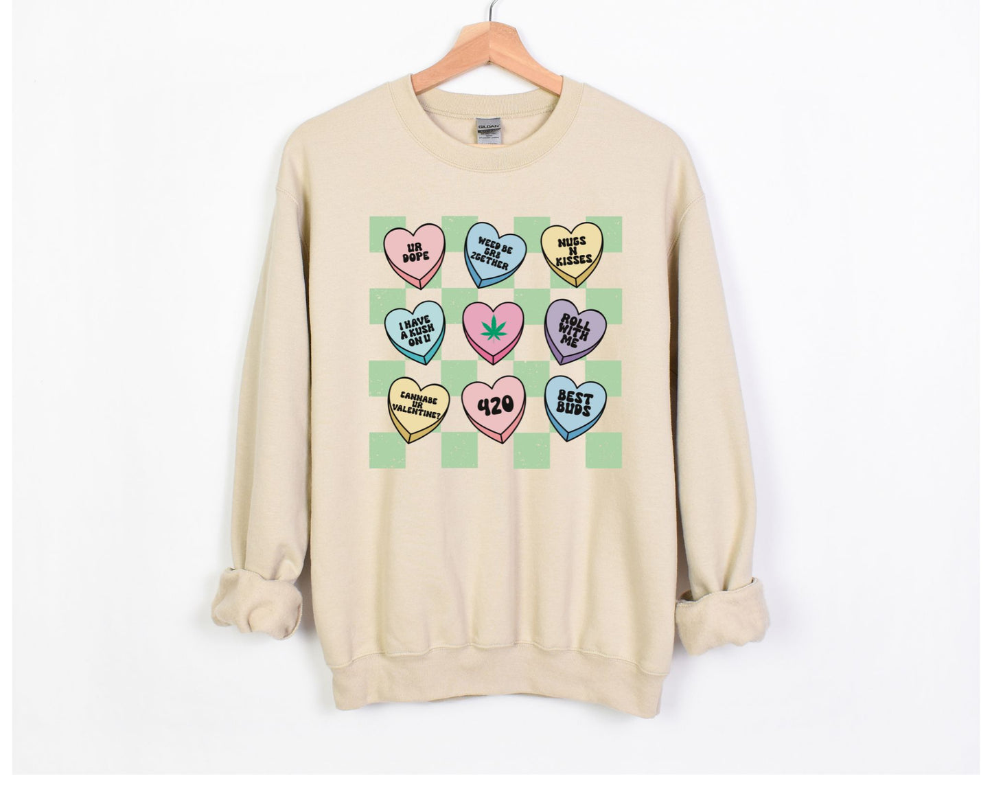 Cannabis Candy Hearts Crewneck