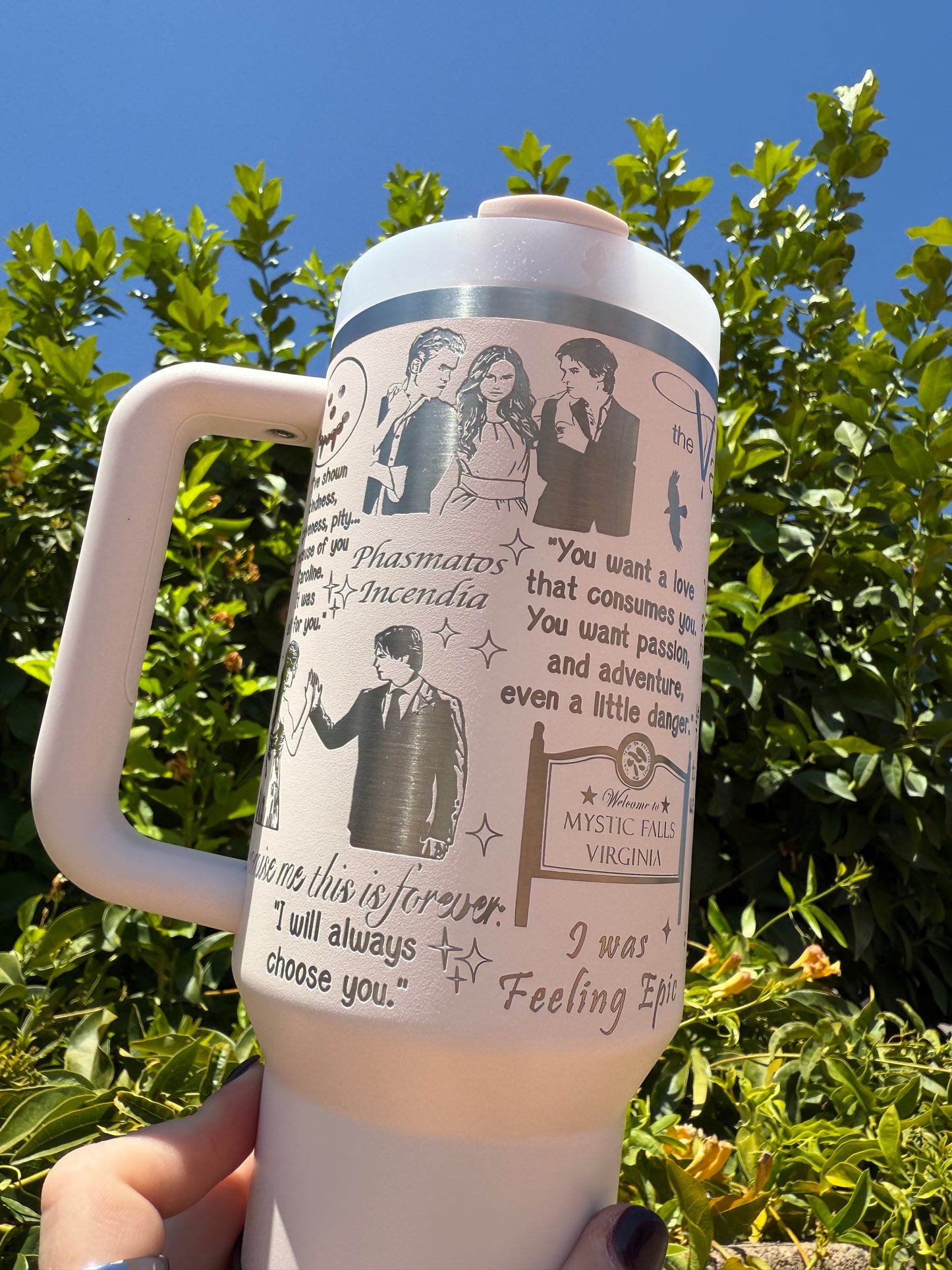 The Vampire Diaries Laser Engraved 40oz Tumbler || Stanley || TVD
