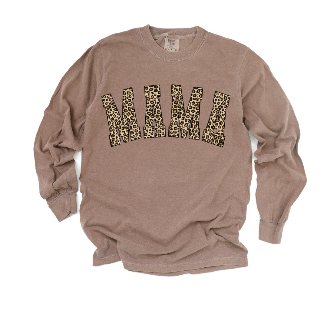 Mama Leopard Comfort Colors Long Sleeve Tee