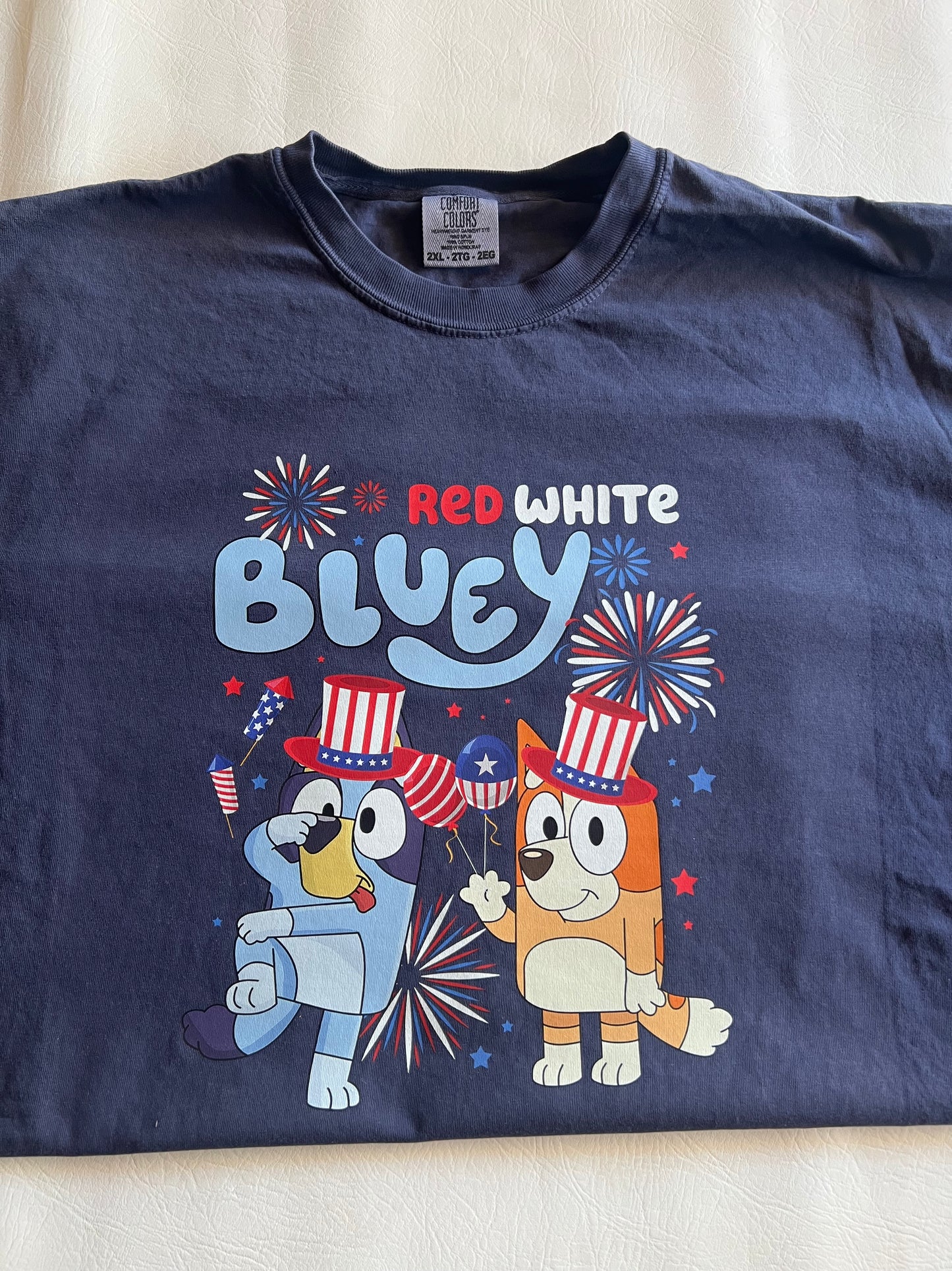 Red White & Bluey Comfort Colors T-Shirt || Bluey || Blue Heeler || Chilli || Family Matching