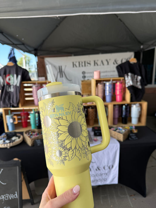 Sunflower Laser Engraved Stanley