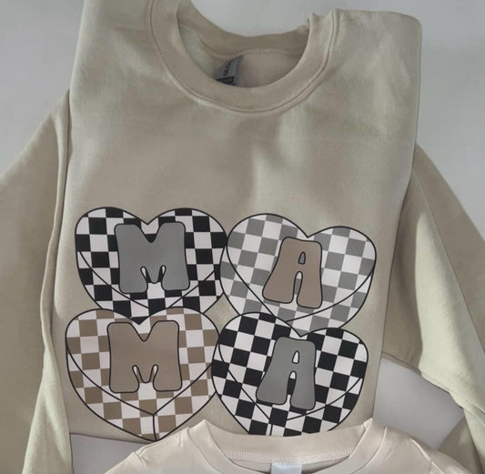 Checkered Mama Crewneck || Family Matching