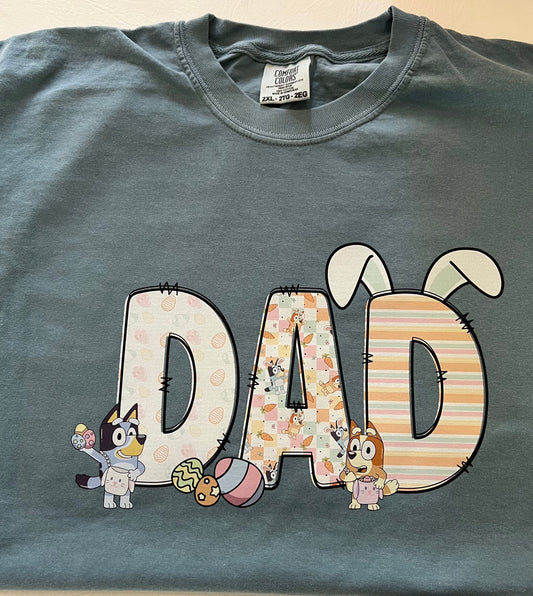 Bluey Easter Dad Tee || Bingo || Blue Dog || Blue Heeler || Easter || Family Matching