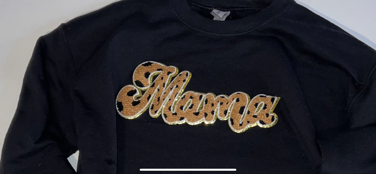 Mama Leopard Chenille Patch Crewneck || Mama & Mini Matching