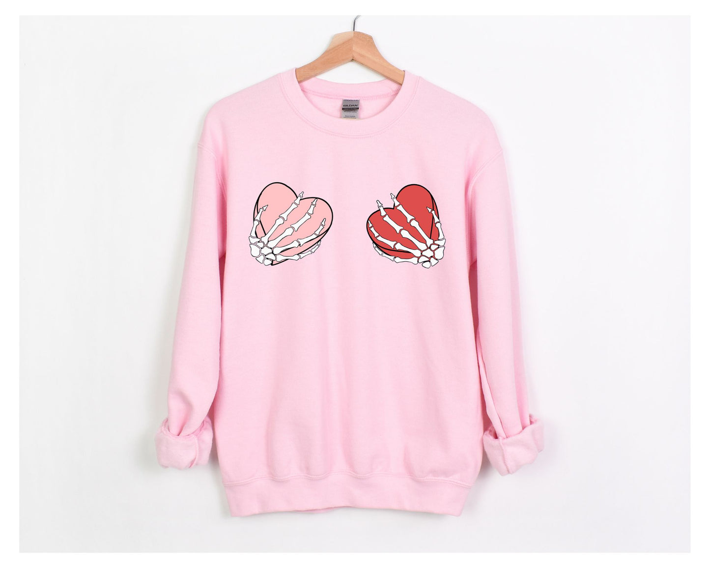 Skeleton Hands Candy Hearts Crewneck || Valentine's Day