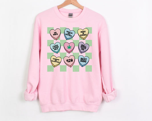 Cannabis Candy Hearts Crewneck