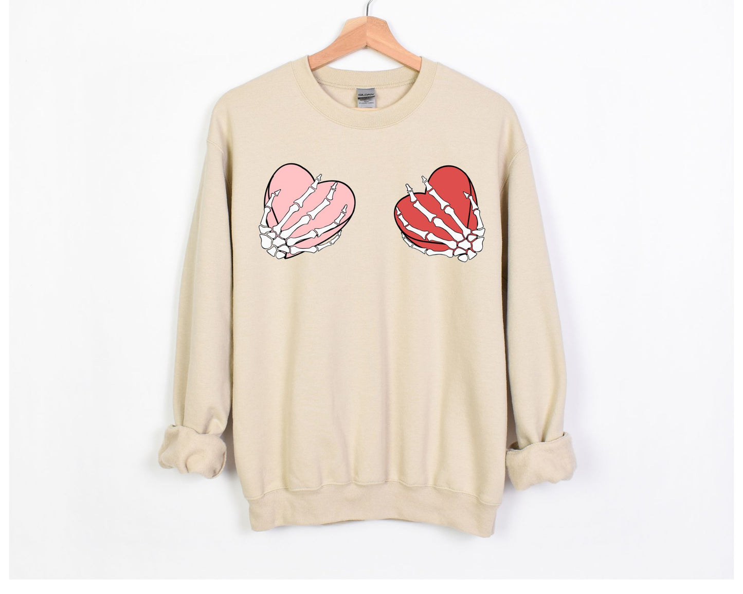 Skeleton Hands Candy Hearts Crewneck || Valentine's Day