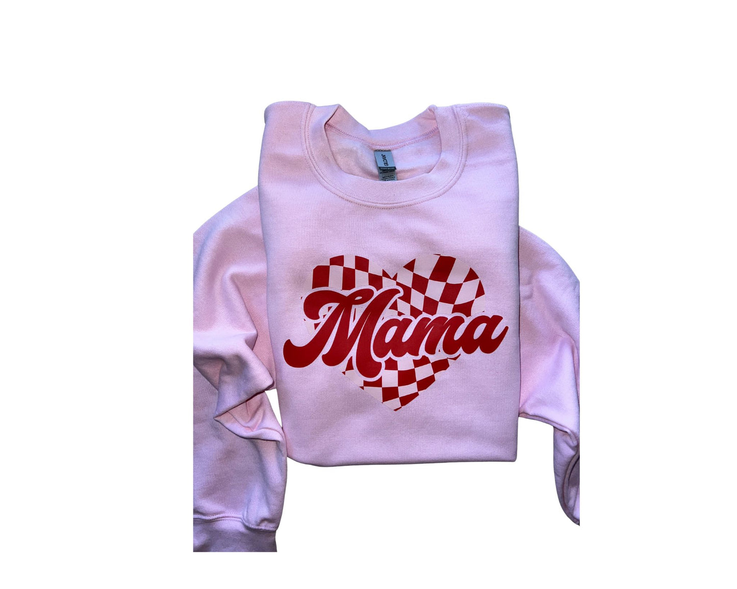 Mama Checkered Heart Crewneck || Mama & Mini Matching