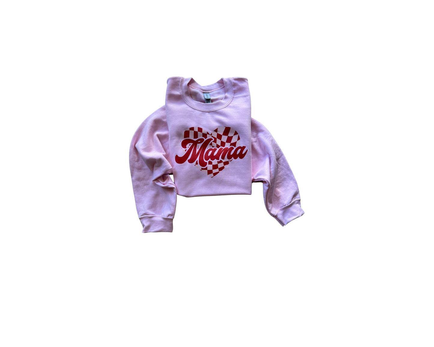 Mama Checkered Heart Crewneck || Mama & Mini Matching